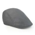 Detailed view of the grey breathable mesh fabric on a vintage style summer flat cap - One Size (58cm) / Gray