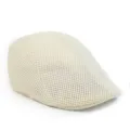 Breathable beige mesh flat cap for summer with a vintage ivy style design and airy texture - One Size (58cm) / Khaki