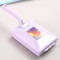 Lavender purple manual double roller lint brush for carpet and fabric hair removal - With Handle / Purple