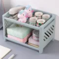 Multi-layer desktop storage rack in pale green finish for office stationery organization - M / 100 Pieces per Carton / Blue