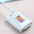 Light blue manual double roller carpet sweeper and lint remover brush, model A-682. - With Handle / Blue