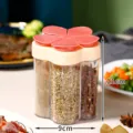 5-in-1 compartmentalized spice jar with flower lid, 11cm height moisture-proof shaker - Orange