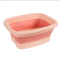 Foldable and portable foot bath bucket basin in pink and red dual-tone design for home use - Regular Fit / Pink
