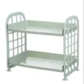 2-tier light green hollow plastic desktop organizer rack for kitchen and bathroom storage - Nordic Green