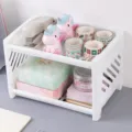 Scaffale portaoggetti da scrivania bianco a due livelli per cancelleria e cosmetici - Taglia M / 100 Pezzi per Cartone / Bianco