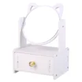 Specchio da trucco bianco con design a orecchie di gatto e cassetto per scrivania - Cassetto Singolo