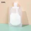 Portable 50ml travel liquid spout pouch for shampoo and lotion storage dispensing - 50ml / Thick (28 Microns)