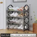 Compact black 4-tier shoe rack featuring decorative scalloped edges for home storage - 4 Layers / Black