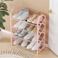 Pink 4-tier lace design shoe rack organizer for entryway home and dorm use - 4 Layers / Pink