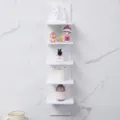 Modern minimalist white multi-tier wall-mounted floating shelf for home storage - 5 Tier Floating Shelf / White