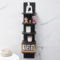 Black five-tier wall-mounted decorative shelf for home storage and display - 5 Tier Floating Shelf / Black