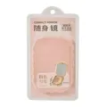 Tragbarer rosa Kompaktspiegel in Keksform mit integriertem kleinen Kamm für das Make-up - Quadratisches Spiegel und Kamm Set / Blister-Set / Quadrat Rosa