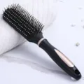 Professional antistatic black vent hairbrush with massage tips and elegant gold accents - Square Black