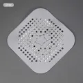 Grey square silicone drain cover and hair catcher for bathroom shower and kitchen sink - Gray
