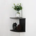 Minimalist black wall-mounted corner shelf for home storage and decorative display - 2-Tier Shelf / Black