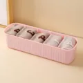 Pink 5-compartment plastic socks and underwear organizer box for tidy drawer storage - 5 Compartments / Pink