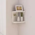White 2-tier corner wall shelf for home storage and minimalist room decoration. - 2-Tier Shelf / White
