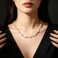 Elegante collana stile oceano con stelle marine e perle, perfetta per le vacanze - Stile Catena di Perline d'Oro Stella Marina Bianca e Perla Artificiale (15)