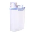 Transparent airtight food storage container with built-in measuring cup and handle - White