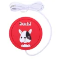 Portable red silicone USB heating coaster featuring a cute cartoon dog character design - Dog / Red