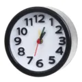 Round analog bedside alarm clock with black frame and clear white face for students - Round / Black