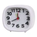 Simple white square analog alarm clock for bedside or office desk decoration. - Rectangle / White