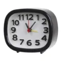 Modern black square analog alarm clock with colorful hands and bold numbers for bedside - Rectangle / Black