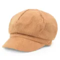 Detailed close-up showing the textured corduroy fabric of a camel-colored newsboy cap - M (56-58cm) / Camel