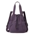 Lightweight purple nylon drawstring tote bag featuring versatile shoulder and backpack straps - M / Grape Purple