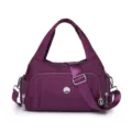Professional purple lightweight waterproof nylon handbag with multi-functional storage pockets - Purple