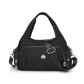 Black nylon multi-functional shoulder bag for women with large capacity - Black