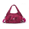 Fuchsia camouflage waterproof nylon crossbody bag with large capacity and multi-pocket design - Camo Rose Red