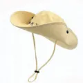 Retro-Western-Cowboy-Sonnenhut mit breiter Krempe und verstellbarem Riemen - Einheitsgröße / Beige