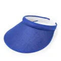 Detailed view of a bright blue mesh sun visor hat featuring breathable fabric texture - One Size / Sapphire Blue
