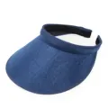 Navy blue summer sun visor with breathable cotton-linen texture for beach travel. - One Size / Navy Blue