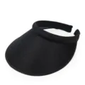 Detailed view showing the black woven texture of this summer empty-top sun visor hat - One Size / Black