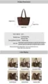 Specification and color chart for the large leopard print canvas shoulder tote bag - Horizontal / Khaki
