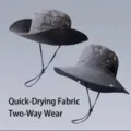Sombrero de sol para hombre gris de secado rápido con correa y estilo de doble uso para exterior - Gris