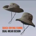 Detailed dual-view of olive green quick-dry boonie hat with adjustable chin strap - Army Green