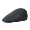Breathable mesh flat cap for men in solid dark gray summer outdoor ivy hat variant - Adjustable / Dark Gray