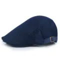 Adjustable navy blue mesh flat cap with highly breathable design for summer outdoor wear - 56-60cm (Adjustable) / Navy Blue