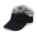 Cappellino creativo con visiera e parrucca grigia riccia per uomo e donna all'aperto - Parrucca Grigia / Nero (Corpo del Cappello)