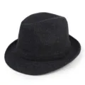 Classic charcoal grey wool felt fedora hat for men, stylish warm winter jazz style gentleman cap - 56cm / Gray