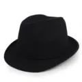 Classic men's black wool felt fedora hat designed for autumn and winter warmth and style - 56cm / Black