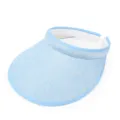 High-quality detailed view of light blue linen texture sun visor hat for summer beach activities - One Size / Light Blue