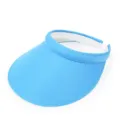 Premium sky blue cotton linen open top sun visor hat for summer beach and outdoor use - One Size / Sky Blue