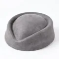 Classic grey wool felt stewardess pillbox hat for women in a retro style - Gray