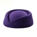 Classic vintage purple wool pillbox stewardess hat for women in retro fashion style - Purple