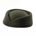 Retro elegant dark green wool felt pillbox hat for women in classic stewardess style - Army Green