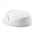Classic white solid color felt stewardess pillbox hat for women in a vintage fashion style - White